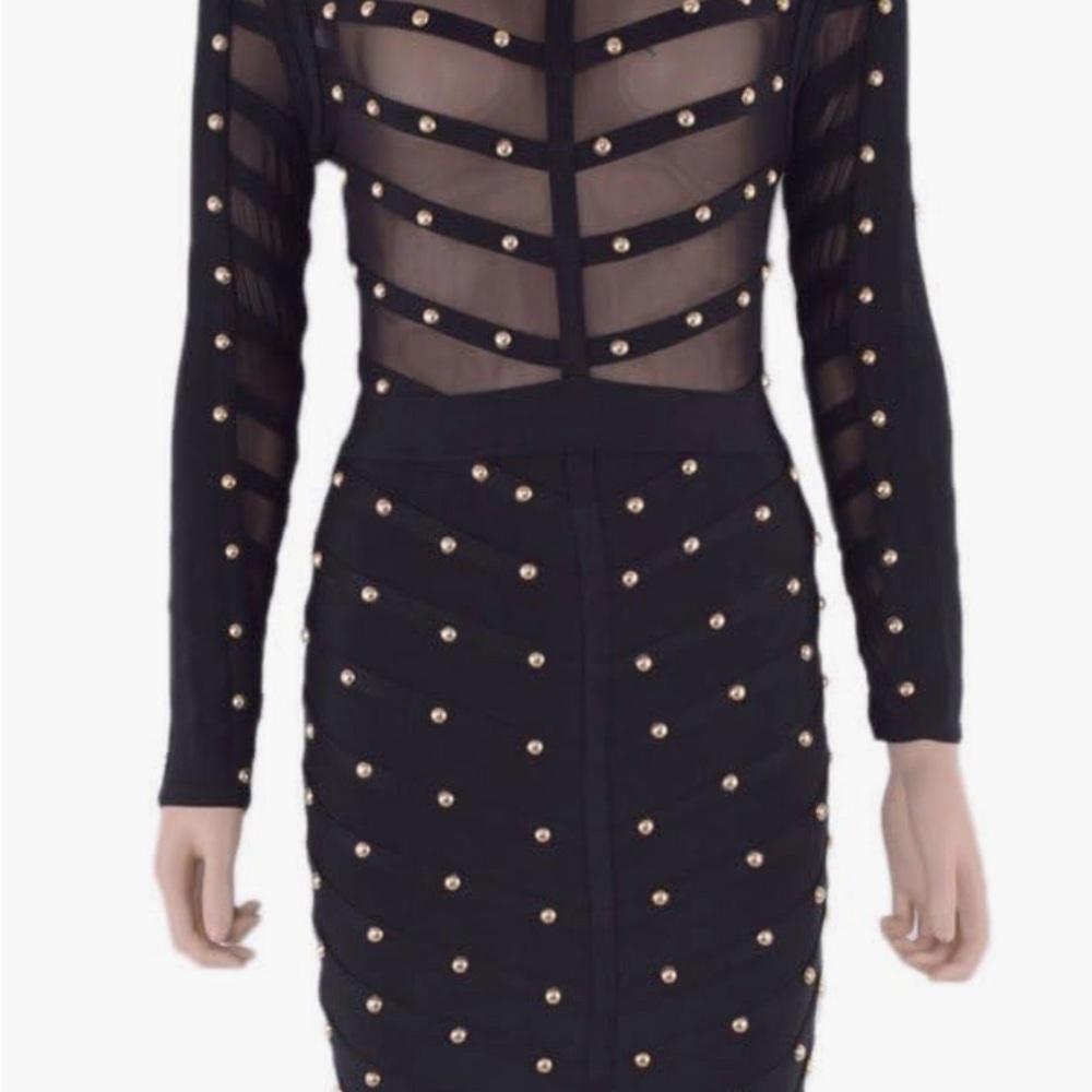 Miss Circle sheer top bodycon studded dress - Picture 10 of 12